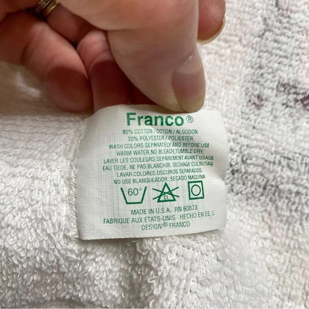 Vintage Franco Fringed Towels Roses Rose Print Set of Two Made in USA